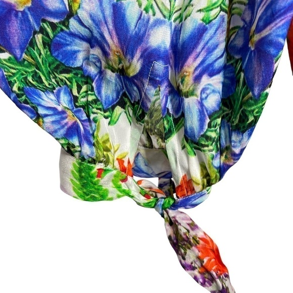 Shahida Parides Silk Off Shoulder Desert Bloom Green Mini Dress Size S/M NEW - Picture 8 of 15